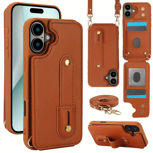 LUMEN Phone Case with Wallet and Strap - Brown