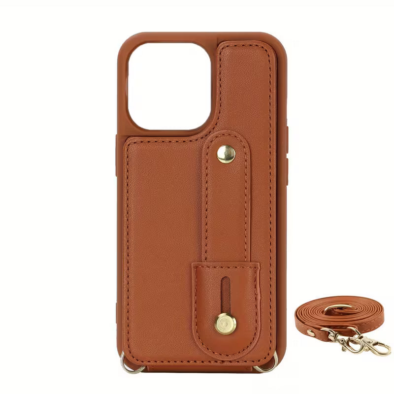 LUMEN Phone Case with Wallet and Strap - Brown