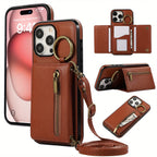 SERENITY Phone Case with Wallet and Ring Holder - Brown