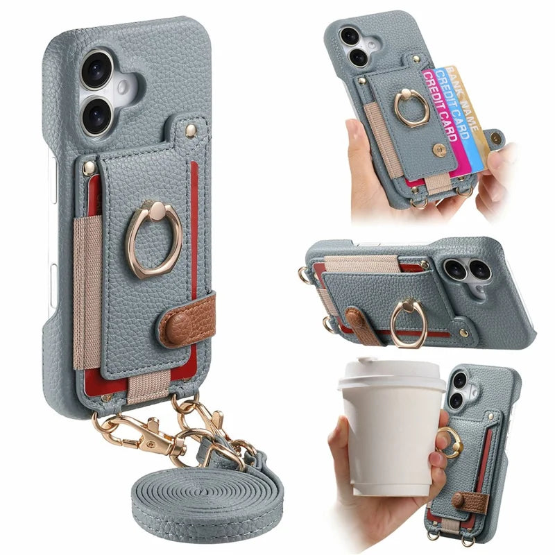 Ovitek za telefon ALMA ETHEREAL z denarnico in držalom za prstan - moder
