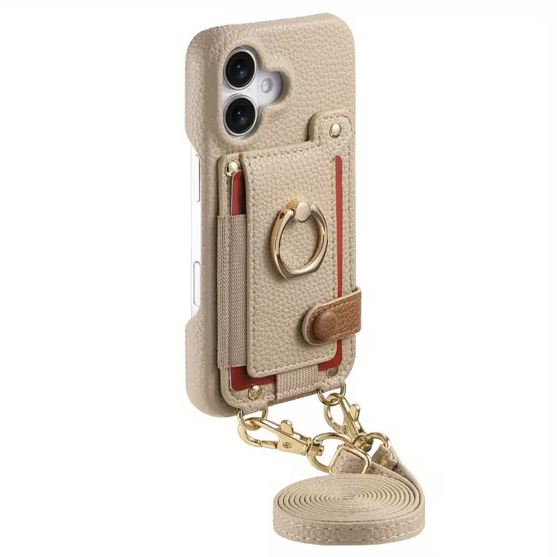 ALMA ETHEREAL Phone Case with Wallet and Ring Holder - Beige