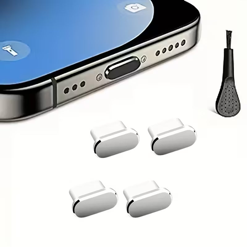 MEDIAN protiprašni čep USB-C s ščetko – srebrn