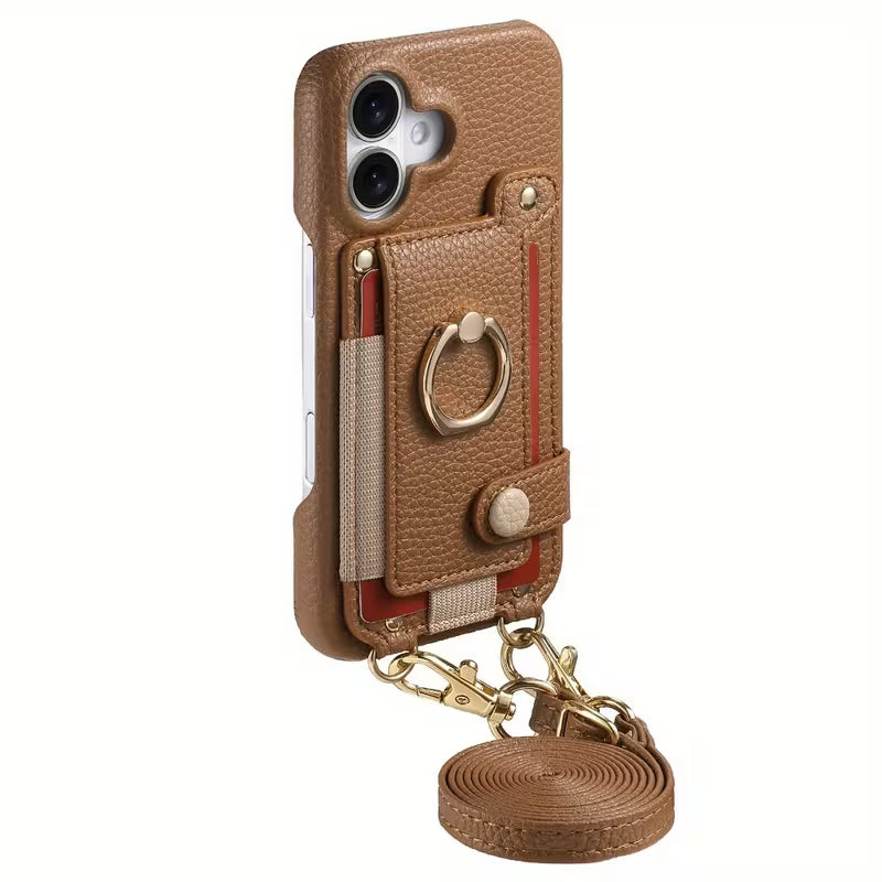 ALMA ETHEREAL Phone Case with Wallet and Ring Holder - Brown
